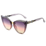 2021 Gafas De Sol Mujer Cat Bling Fashion Black Plastic Rhinestone Cat Eye Sun Glasses Sunglasses Women