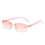 2021 Designer High Quality Vintage Rimless Woman Ladies Shades Female Sunglasses