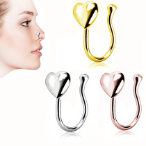 Wholesale Stainless Steel Clip Gold Heart Shaped Nose Rings Nose Ring