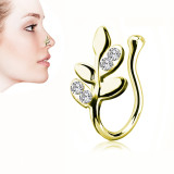 Designer Clip On Weed Leaf Design False Faux Nose Ring