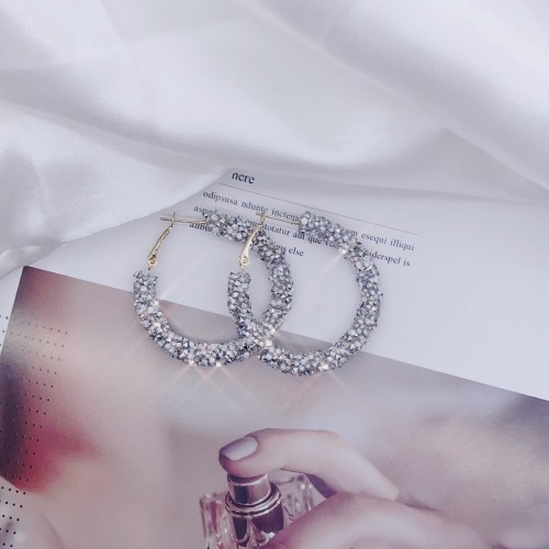 Fashionable Women luxury Diamond Korean Colorful Bling Crystal Earrings Hoop