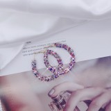 Fashionable Women luxury Diamond Korean Colorful Bling Crystal Earrings Hoop