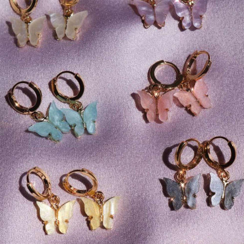 Women Sweet Colorful Acrylic Butterfly Earrings