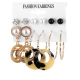 Hot Sale Tassel Circle Retro Acrylic Pearl Stud Earrings Bulk Set 6 Pairs