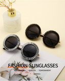 Luxury Women Fashion Rhinestone Shades Sun Glasses Round Diamond Sunglasses