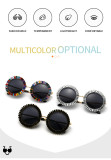 Luxury Women Fashion Rhinestone Shades Sun Glasses Round Diamond Sunglasses