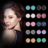 Geometric Round Frosted Dream Starry Sky Time Gems Starry Stainless Steel Earrings