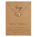 Stainless Steel Horoscope Necklaces Gold plated  Astrology Zodiac Sign Pendant Necklace Chain