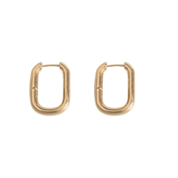 French Minimalist Gold Chic O Shaped Hoop Chunky Hoops Geometrical Retro Metal Brass Women's Earrings