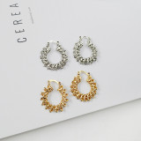 Hollow Out Symmetrical Round Multi Knots Geometric Simple Design Brass Gold Hoop For Women Stylish Dainty Earrings Hoops