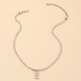 Fashion Alphabet Diamond Choker Rhinestone Tennis Necklaces Link Letter Initial Pendant Necklace Chain