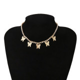 Women Rhinestone Choker Statement Tennis Necklaces Hip Hop Jewelry Cuban Gold Butterfly Diamond Necklace Chain