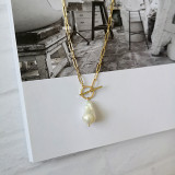 Unique Design Clasp Boho Gold Toggle Small Baroque Pearl Genuine Freshwater Pearl Irregular Retro For Women Necklaces