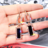 Long Flash Drill Rectangular Geometric Hollow Rectangle Earrings