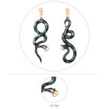 Hot Selling Green Enamel Snake Earrings