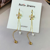 Ready To Ship Gold-Tone Bowknot Hook With Post Pearl Love Knot Earrings Bow Stud Earrings Bow Earrings