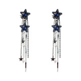 Rhinestone Long Earrings Star Crystal Drop Earrings