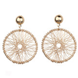 Metal Geometric Circular Thread Winding Earring Drops