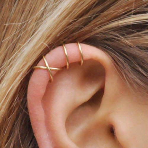 Double C U Shaped Bilayer Leaf Ear Cuff Earring No Piercing