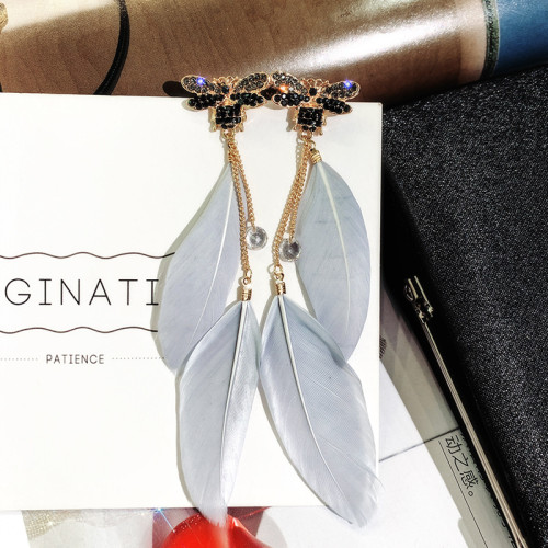 Beatiful Butterfly Stud Long Feather Earrings For Girl