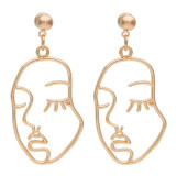 Hollow Smooth Irregular Geometry Face Earrings