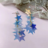 Fashion Ear Jewelry Dangle Statement Pearl Stud Earrings Long Pentagonal Tiered Thread Stars Tassel Sequin Earrings Jewelry