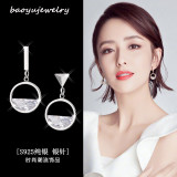 Fashion Wedding Round Circle Half Cubic Drop Metal Simple Earrings Jewelry Crystal Rhinestone Earrings Chandelier