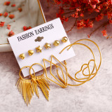 6 Pairs/Lot Heart Hoop Drop Gold Color Earring Set