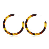 Tortoise Shell Resin Brown Acrylic Glitter Hoop Earrings