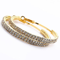 Double Row Diamond Drill Rhinestone Metal Earring Hoop