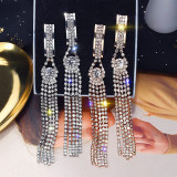 10Cm Tassel Long Water Drop Crystal Rhinestone Earrings