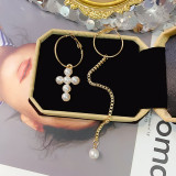 2021 Jesus Pearl Cross Hoop Earrings With Snap Closure