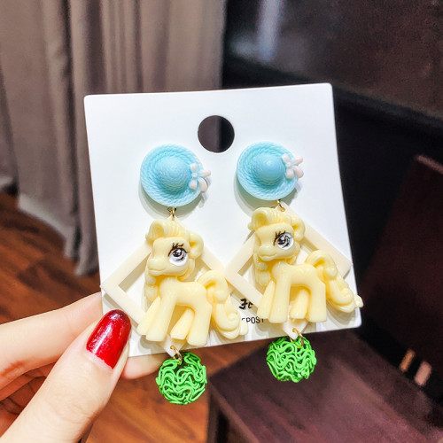 Sweet Little Fresh Green Series Unicorn Earrings