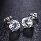 6Mm 925 Silver Round Crystal Stud Earrings