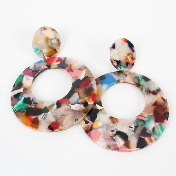 Color Block Marble Pattern Acrylic Laser Cut Hoop Drop Earrings