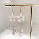 Novelty Fashion Bridal Wedding White Flower Earrings With Hoop