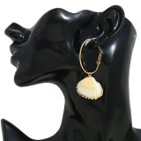 Natural Scallop Shell Gold Plated Earrings Hoops