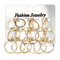 6 Pairs/Lot Geometric Polygon Hoop Earring Set