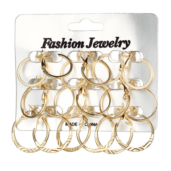 6 Pairs/Lot Geometric Polygon Hoop Earring Set