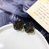 Pink Black White Color Women Girls Delicate Charming Stud Earrings Rose Flower Resin Earrings Women