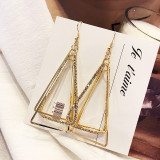 7.8Cm Big Simple Geometric Three Dimensional Triangle Hollow Metal High Grade Diamond Womens Earrings In Jewelry