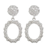 5.5*2.8Cm Metal Pattern Ellipse Dangling Earring For Lady