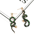 Hot Selling Green Enamel Snake Earrings