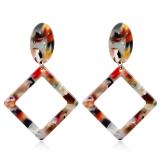 Marble Pattern Geometric Dangle Square Acrylic Earrings Colorful Earrings