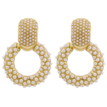 Trendy Earring Style Gold Plating Alloy Ivory Pearl Dangle Earring Earring For Women