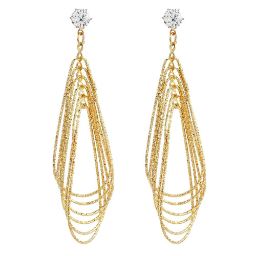 Multi Layer Pattern Golden Drop Earings