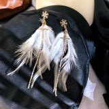 Snowflake Earrings Long Tail Cross Feather Earings For Women 2021 Jewelry