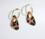 Trendy Earring Jewelry Style  Metal Geometric  Leopard Leather Dangle  Earring For Women