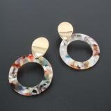 Disc Detail Leopard Pattern Hoop Earrings