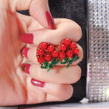 Red Rhinestone Seed Beads Fruit Charm Fashion Jewelry Stud Watermelon Earrings Strawberry Bohemian 2021